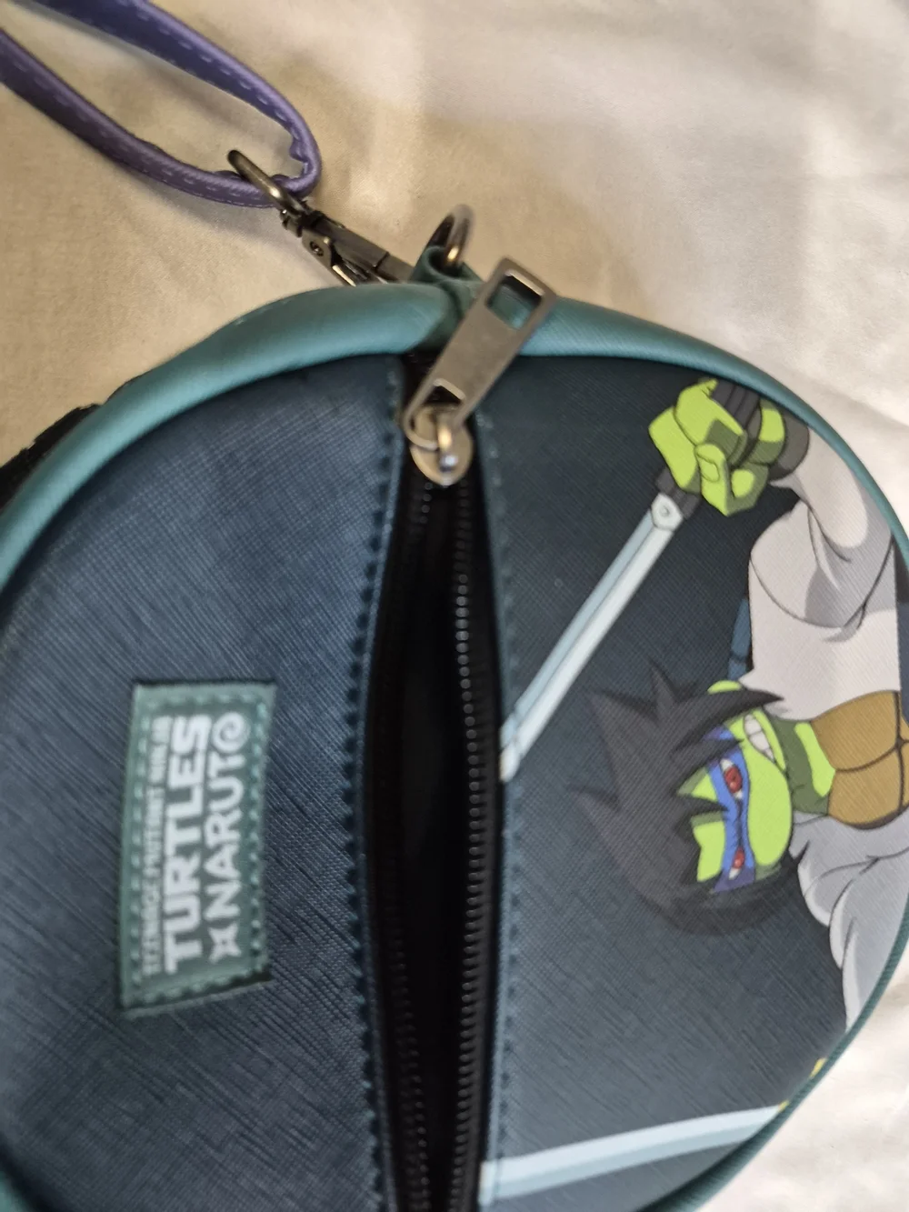 Teenage Mutant Ninja Turtles X Naruto Round Crossbody Bag - Teal & Purple